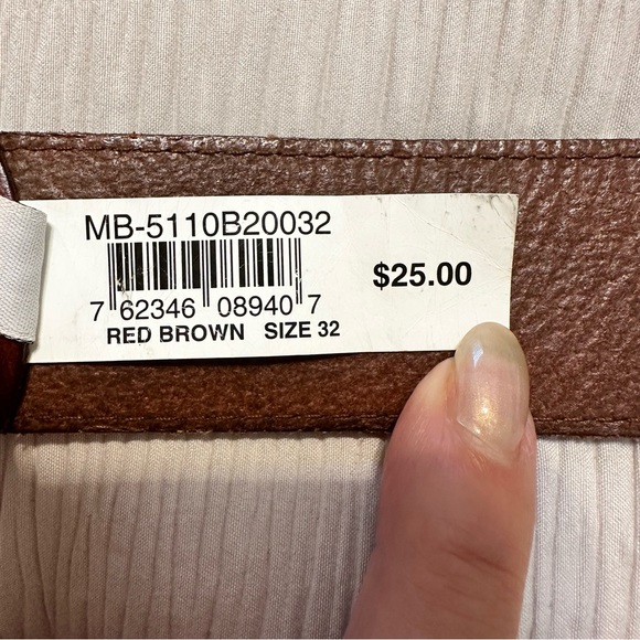 🆕Fossil Vintage Red Brown Leather Belt Size 32 NWT - Picture 5 of 8